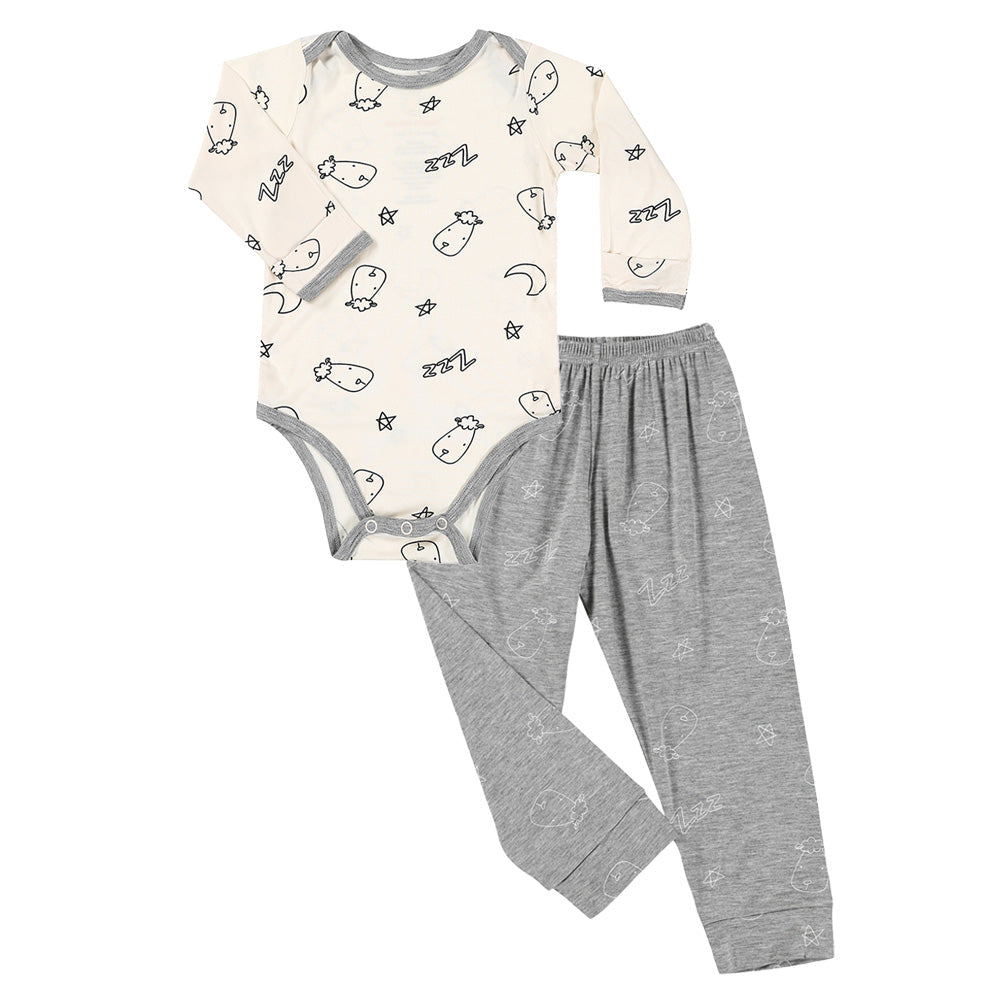 Long Sleeve Onesie Sweet Dreams Baa Baa Yellow + Pant Sweet Dreams Baa Baa Grey