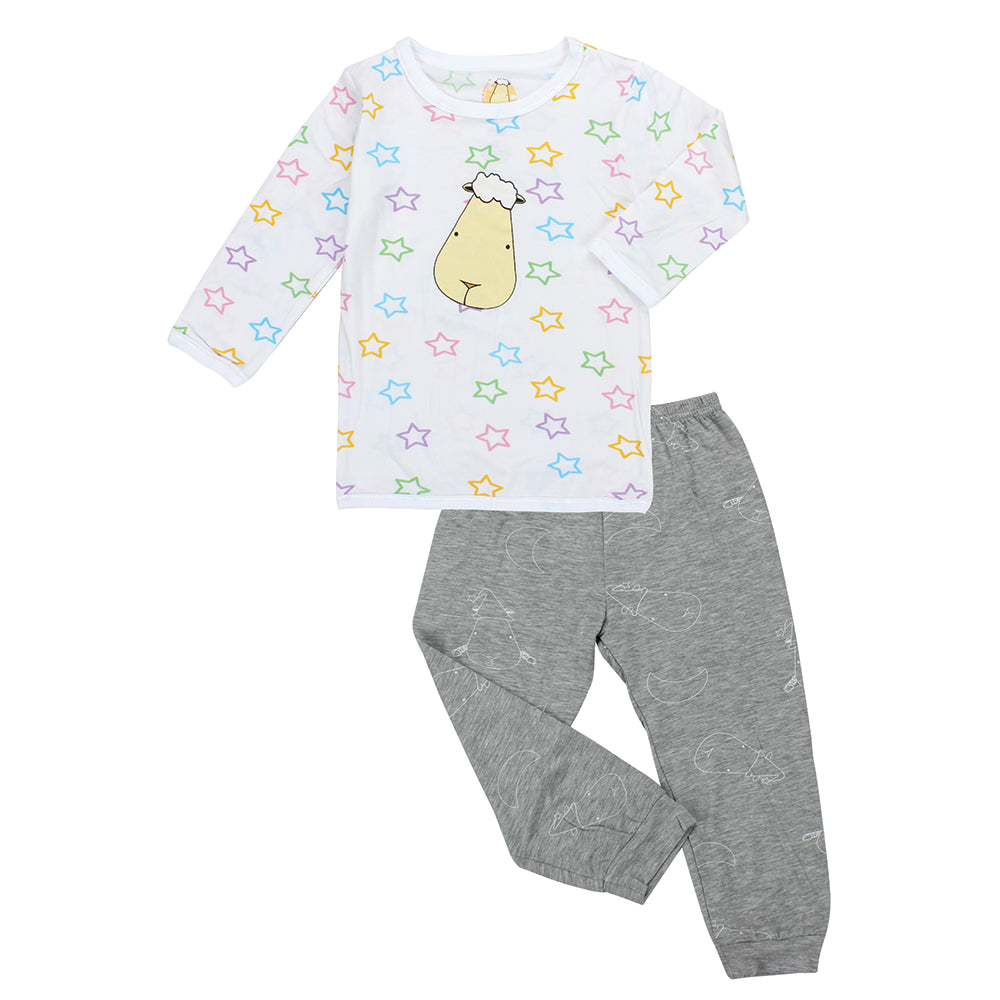 Pyjamas Set Colourful Star White + Big Moon & Sheepz Grey