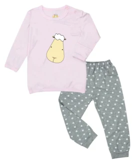 Pyjamas Set Pink Big Face + Grey Polka Dot