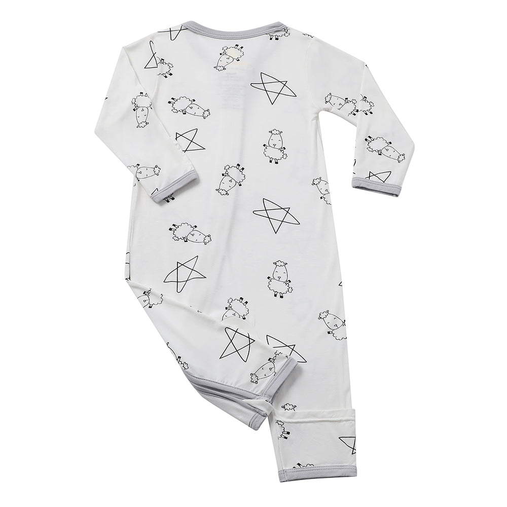 Romper Zip Cute Big Star & Sheepz White