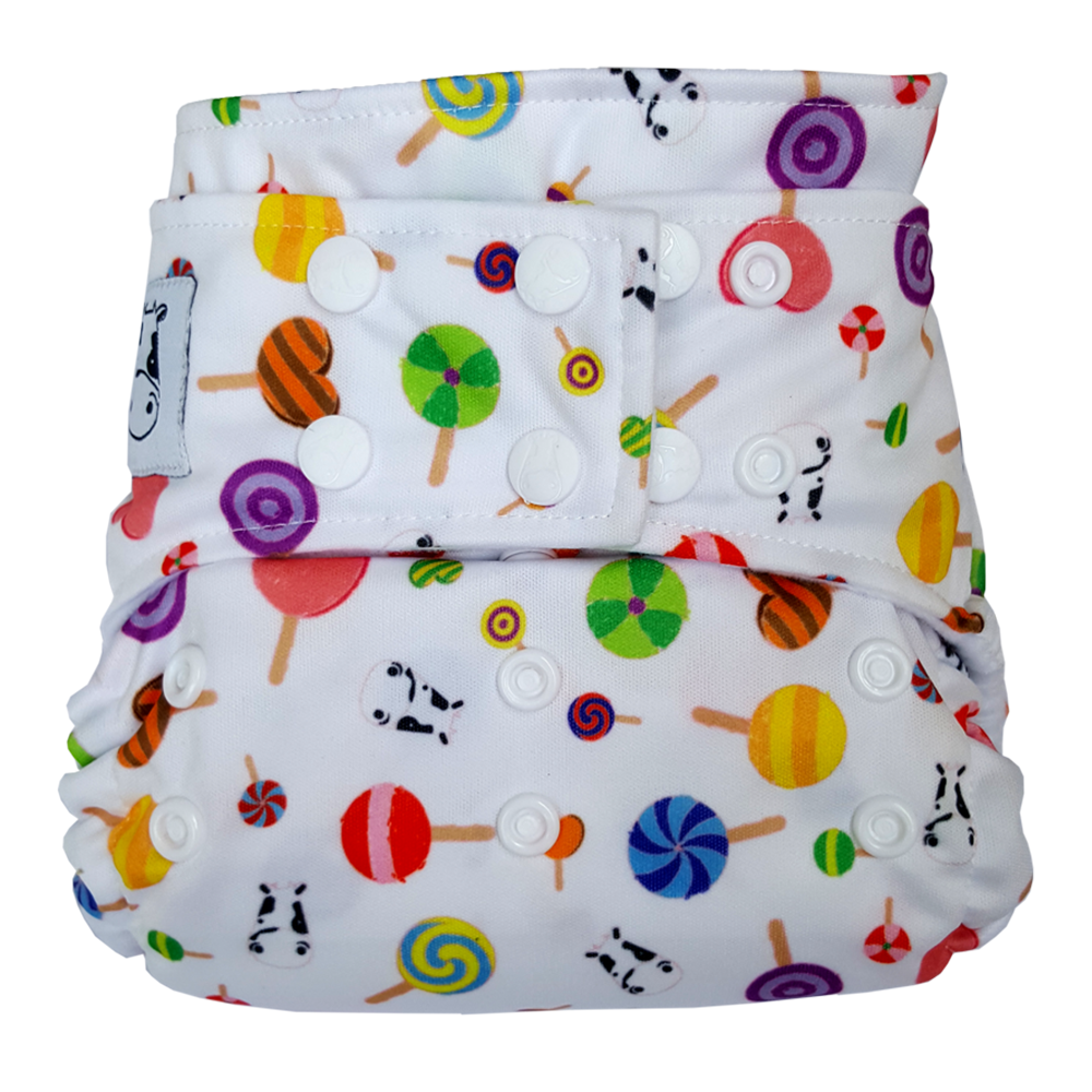 BAMBOO Cloth Diaper One Size Snap - Lollipop