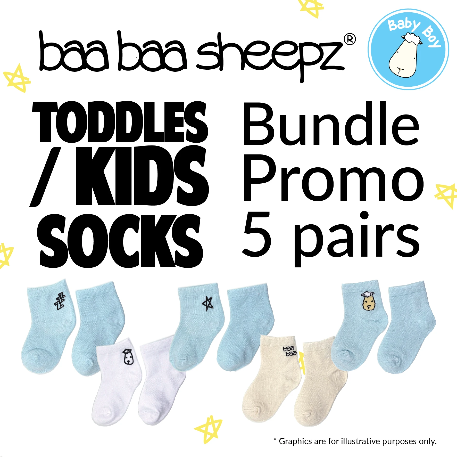 Toddler / Kids Socks Bundle Promo 5 pairs