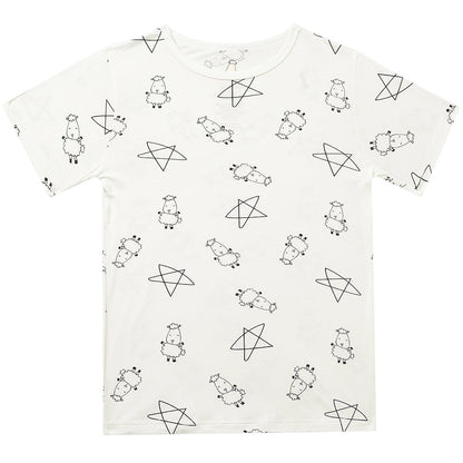 Unisex Short Sleeve T-Shirt Cute Big Star & Sheepz White