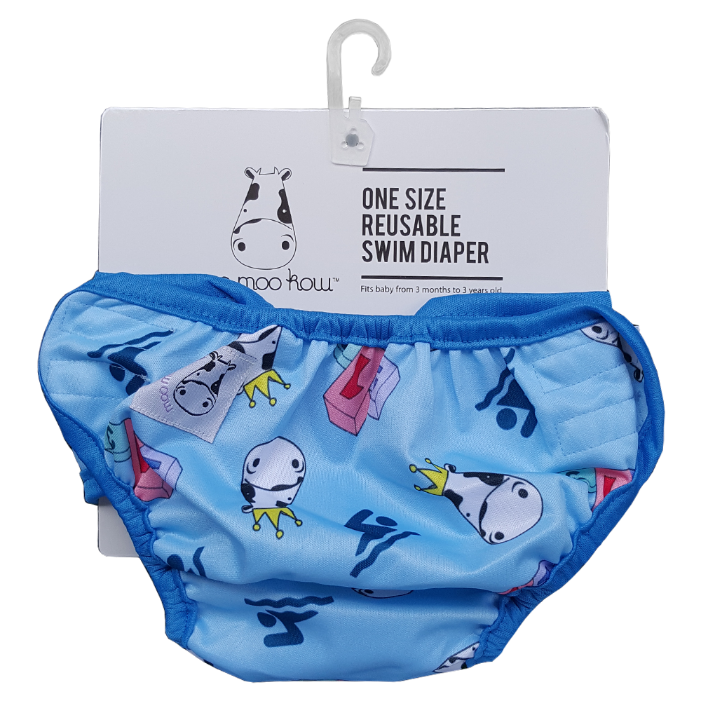 One Size Swim Diaper Swim with Blue Border